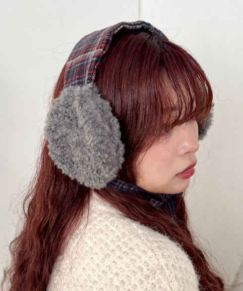 チェックボアイヤーマフ | SL6264015 | グレー