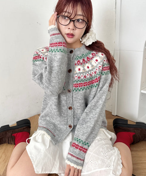 レトロノルディックニットカーディガン | SL2264020 | グレー
