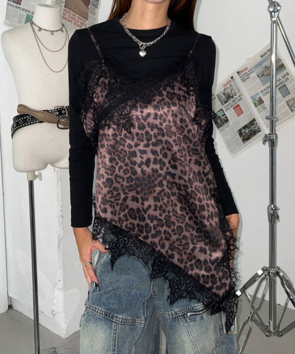 【販売開始：10月9日(金) PM12:00～】【陽世×Bammコラボ】アソートサテンレースキャミ | BA2266067 | レオパード