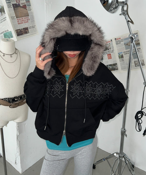 【販売開始：10月9日(金) PM12:00～】【陽世×Bammコラボ】ノルディックダブルジップファーパーカー | BA2266070 | ブラック