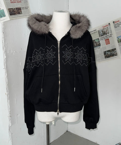 【販売開始：10月9日(金) PM12:00～】【陽世×Bammコラボ】ノルディックダブルジップファーパーカー | BA2266070 | ブラック