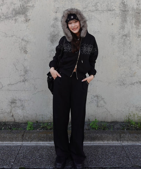 【販売開始：10月9日(金) PM12:00～】【陽世×Bammコラボ】ノルディックダブルジップファーパーカー | BA2266070 | ブラック