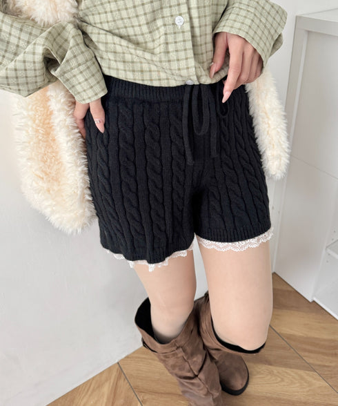 レースヘムニットショートパンツ | SL2264035 | ブラック