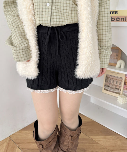 レースヘムニットショートパンツ | SL2264035 | ブラック