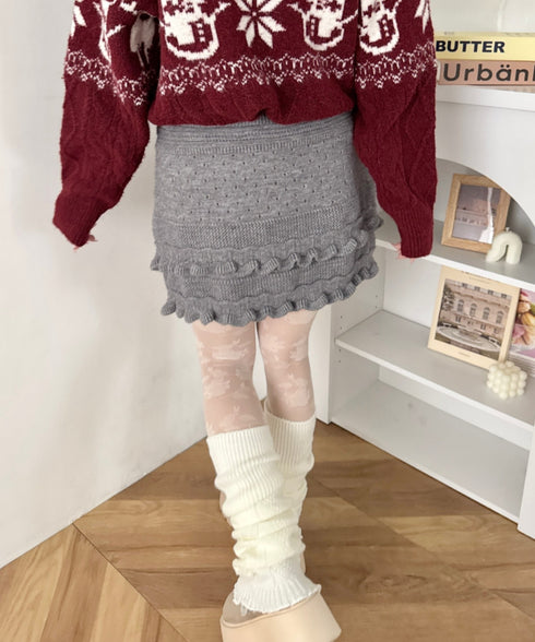 フリルヘムニットミニスカート | SL2264036 | グレー