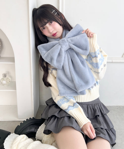 フラッフィーリボンマフラー | LO2264017 | ブルー
