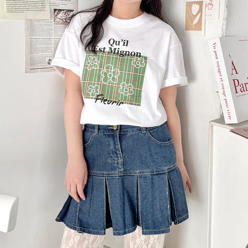 チェックボックスロゴプリント半袖Tシャツ | SL2262007 | グリーン