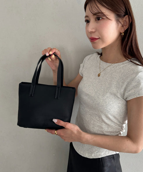 ポーチ付き PUスクエアミニハンドバッグ ミニトートバッグ | MD1265084 | ブラック