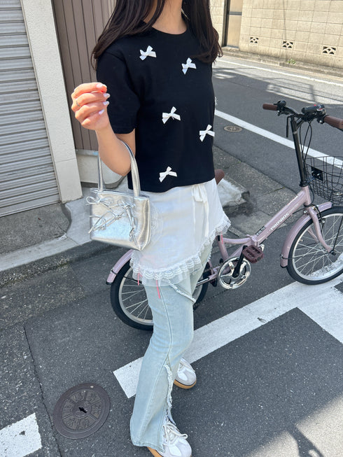 リボンクロップドTシャツ | SL2241603 | ブラック