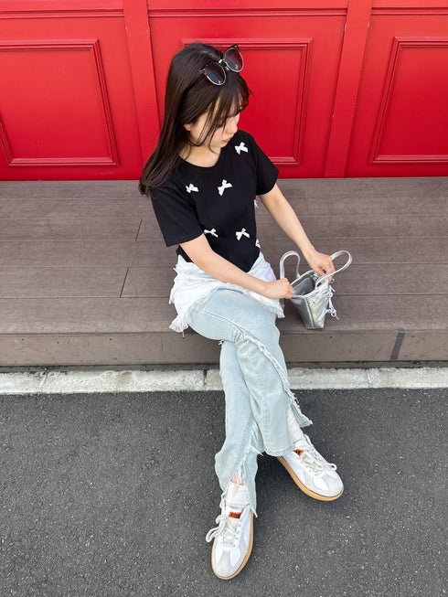 リボンクロップドTシャツ | SL2241603 | ブラック
