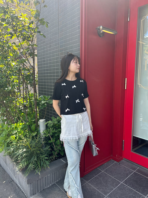 リボンクロップドTシャツ | SL2241603 | ブラック