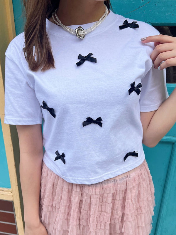 ＜SL2241603＞　リボンクロップドTシャツ