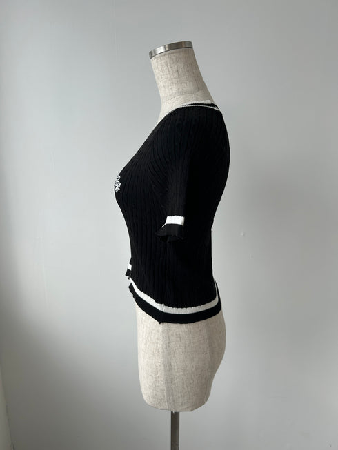 ワンポイントラインニット | RN2242002 | ブラック
