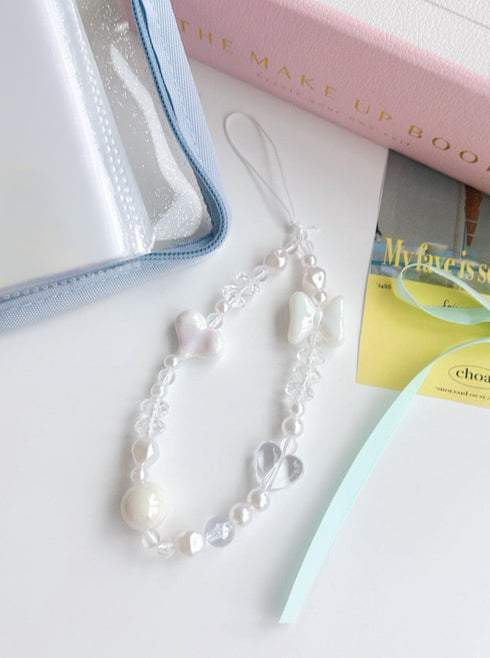 ハートリボンビーズストラップ | WO4241613 | ホワイト