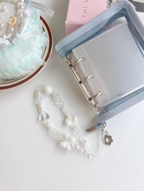 ハートリボンビーズストラップ | WO4241613 | ホワイト