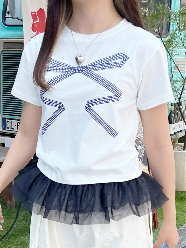 リボンレースデザインTシャツ | SL2242669 | ホワイト
