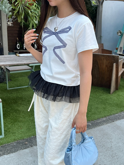 リボンレースデザインTシャツ | SL2242669 | ホワイト