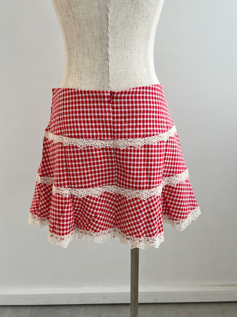 check lace mini skirt | SL2243633 | レッド