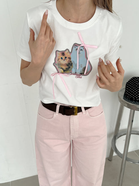 キャットリボンTシャツ | SL2252606 | ホワイト