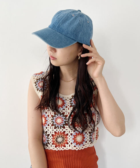 【newhattan】ニューハッタン 無地 ストーン ウォッシュド ツイル ローキャップ 帽子/STONE WASHED TWILL CAP | 4192001 | ライトインディゴブルー