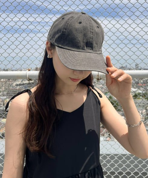 【newhattan】ニューハッタン 無地 ストーン ウォッシュド ツイル ローキャップ 帽子/STONE WASHED TWILL CAP | 4192001 | ライトブラック