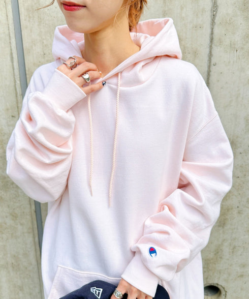 【Champion Authentic Hoodie】チャンピオン スウェット パーカー スーパー オーバーサイズ 展開多数 コットン 裏起毛 無地 フーディー 9.0オンス | 2193060 | ピンクベージュ