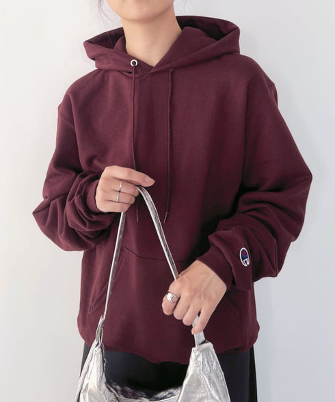 【Champion Authentic Hoodie】チャンピオン スウェット パーカー スーパー オーバーサイズ 展開多数 コットン 裏起毛 無地 フーディー 9.0オンス | 2193060 | マルーン