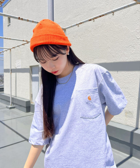 Carhartt(カーハート) /USA規格 ヘビーウェイト ルーズフィット ポケT ビッグサイズ オーバーサイズ ユニセックス ポケット付き コットン 半袖 Tシャツ 5部袖 1/2スリーブ | L2202001 | グレー
