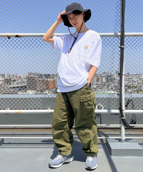 Carhartt(カーハート) /USA規格 ヘビーウェイト ルーズフィット ポケT ビッグサイズ オーバーサイズ ユニセックス ポケット付き コットン 半袖 Tシャツ 5部袖 1/2スリーブ | L2202001 | ホワイト