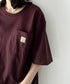 Carhartt(カーハート) /USA規格 ヘビーウェイト ルーズフィット ポケT ビッグサイズ オーバーサイズ ユニセックス ポケット付き コットン 半袖 Tシャツ 5部袖 1/2スリーブ | L2202001 | ワインレッド