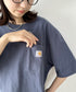 Carhartt(カーハート) /USA規格 ヘビーウェイト ルーズフィット ポケT ビッグサイズ オーバーサイズ ユニセックス ポケット付き コットン 半袖 Tシャツ 5部袖 1/2スリーブ | L2202001 | ブルー