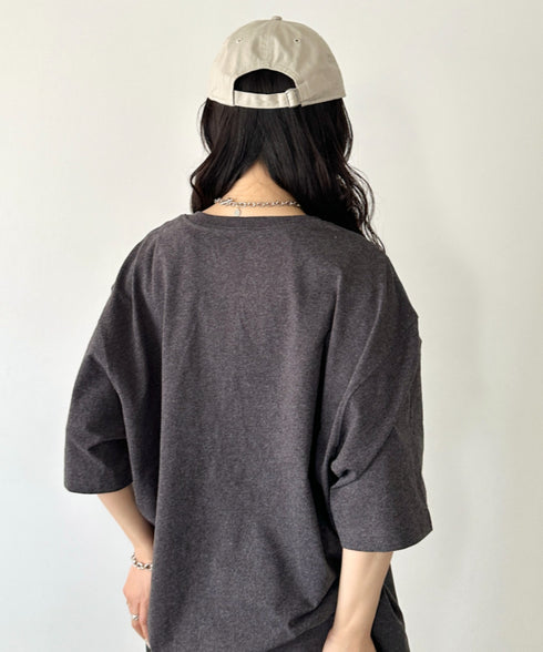 Carhartt(カーハート) /USA規格 ヘビーウェイト ルーズフィット ポケT ビッグサイズ オーバーサイズ ユニセックス ポケット付き コットン 半袖 Tシャツ 5部袖 1/2スリーブ | L2202001 | チャコールグレー