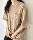Carhartt(カーハート) /USA規格 ヘビーウェイト ルーズフィット ポケT ビッグサイズ オーバーサイズ ユニセックス ポケット付き コットン 半袖 Tシャツ 5部袖 1/2スリーブ | L2202001 | ベージュ