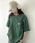 Carhartt(カーハート) /USA規格 ヘビーウェイト ルーズフィット ポケT ビッグサイズ オーバーサイズ ユニセックス ポケット付き コットン 半袖 Tシャツ 5部袖 1/2スリーブ | L2202001 | グリーン