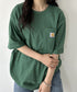 Carhartt(カーハート) /USA規格 ヘビーウェイト ルーズフィット ポケT ビッグサイズ オーバーサイズ ユニセックス ポケット付き コットン 半袖 Tシャツ 5部袖 1/2スリーブ | L2202001 | グリーン