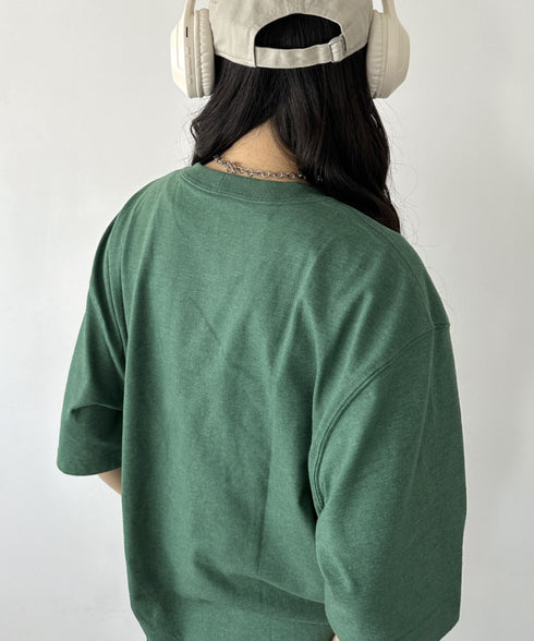 Carhartt(カーハート) /USA規格 ヘビーウェイト ルーズフィット ポケT ビッグサイズ オーバーサイズ ユニセックス ポケット付き コットン 半袖 Tシャツ 5部袖 1/2スリーブ | L2202001 | グリーン