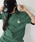 Carhartt(カーハート) /USA規格 ヘビーウェイト ルーズフィット ポケT ビッグサイズ オーバーサイズ ユニセックス ポケット付き コットン 半袖 Tシャツ 5部袖 1/2スリーブ | L2202001 | グリーン