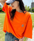Carhartt(カーハート) /USA規格 ヘビーウェイト ルーズフィット ポケT ビッグサイズ オーバーサイズ ユニセックス ポケット付き コットン 半袖 Tシャツ 5部袖 1/2スリーブ | L2202001 | オレンジ