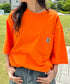 Carhartt(カーハート) /USA規格 ヘビーウェイト ルーズフィット ポケT ビッグサイズ オーバーサイズ ユニセックス ポケット付き コットン 半袖 Tシャツ 5部袖 1/2スリーブ | L2202001 | オレンジ