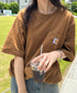 Carhartt(カーハート) /USA規格 ヘビーウェイト ルーズフィット ポケT ビッグサイズ オーバーサイズ ユニセックス ポケット付き コットン 半袖 Tシャツ 5部袖 1/2スリーブ | L2202001 | ブラウン