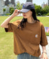 Carhartt(カーハート) /USA規格 ヘビーウェイト ルーズフィット ポケT ビッグサイズ オーバーサイズ ユニセックス ポケット付き コットン 半袖 Tシャツ 5部袖 1/2スリーブ | L2202001 | ブラウン