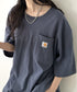 Carhartt(カーハート) /USA規格 ヘビーウェイト ルーズフィット ポケT ビッグサイズ オーバーサイズ ユニセックス ポケット付き コットン 半袖 Tシャツ 5部袖 1/2スリーブ | L2202001 | ブルー