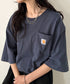Carhartt(カーハート) /USA規格 ヘビーウェイト ルーズフィット ポケT ビッグサイズ オーバーサイズ ユニセックス ポケット付き コットン 半袖 Tシャツ 5部袖 1/2スリーブ | L2202001 | ブルー