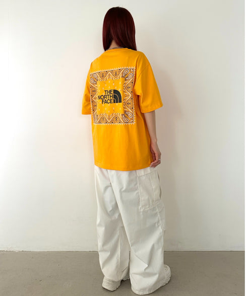 THE NORTH FACE(ザ・ノースフェイス)/ビッグロゴ プリント バンダナ 半袖 Tシャツ/M'S BANDANA S/S R/TEE | IM2251068 | オレンジ