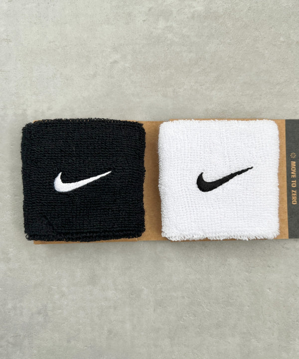 NIKE(ナイキ)/2個セット スウッシュ 刺繍 無地 リストバンド 2パック | IL4212001 | ホワイト×ブラック