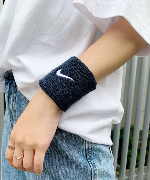 NIKE(ナイキ)/2個セット スウッシュ 刺繍 無地 リストバンド 2パック | IL4212001 | ネイビー