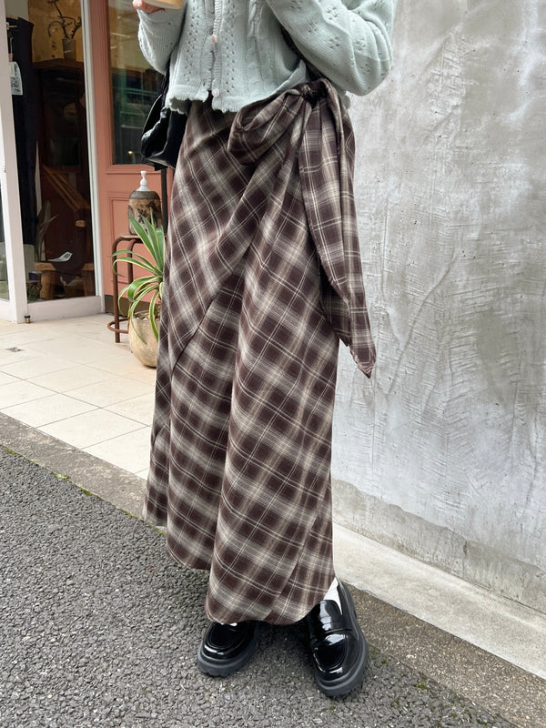 巻きスカート風チェックスカート | SL2243625 | ブラウン