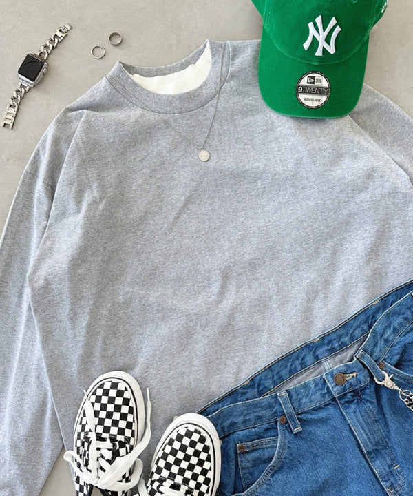 PRO CLUB(プロクラブ) / 6.5オンス スーパーヘビーウェイト クルーネック 長袖 無地 ロンT / Heavyweight Cotton Long Crew Neck T-Shirt | IM2213016 | グレー