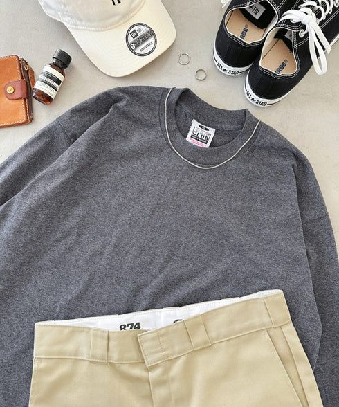 PRO CLUB(プロクラブ) / 6.5オンス スーパーヘビーウェイト クルーネック 長袖 無地 ロンT / Heavyweight Cotton Long Crew Neck T-Shirt | IM2213016 | チャコールグレー
