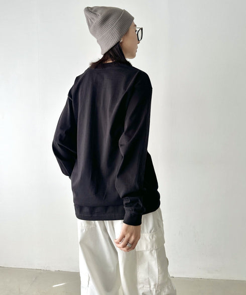 PRO CLUB(プロクラブ) / 6.5オンス スーパーヘビーウェイト クルーネック 長袖 無地 ロンT / Heavyweight Cotton Long Crew Neck T-Shirt | IM2213016 | ブラック